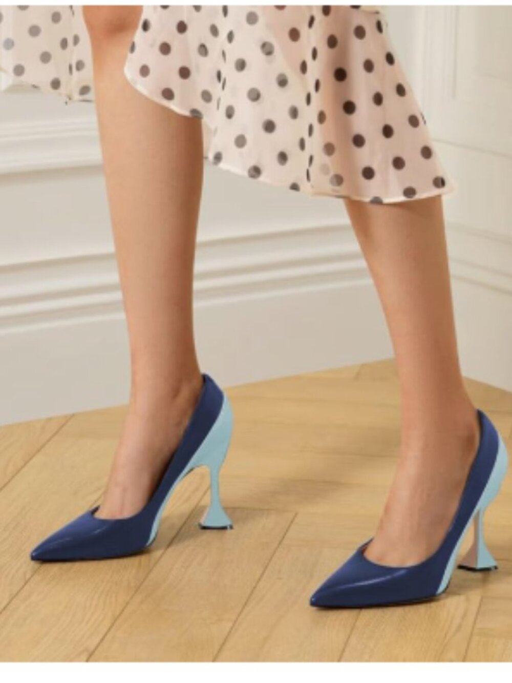 YDN Blue Pointed Toe Slip on Pumps Special High Heel Shoe for Party Prom Lady
